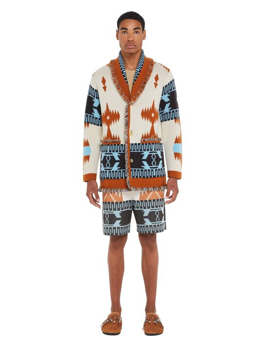 Alanui Icon Jacquard Cardigan Chalk-Pecan LMHB038R25KNI001