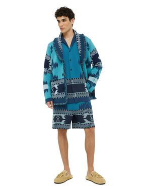 Alanui Icon Jacquard Cardigan Surf-Deep Blue LMHB038R24KNI001