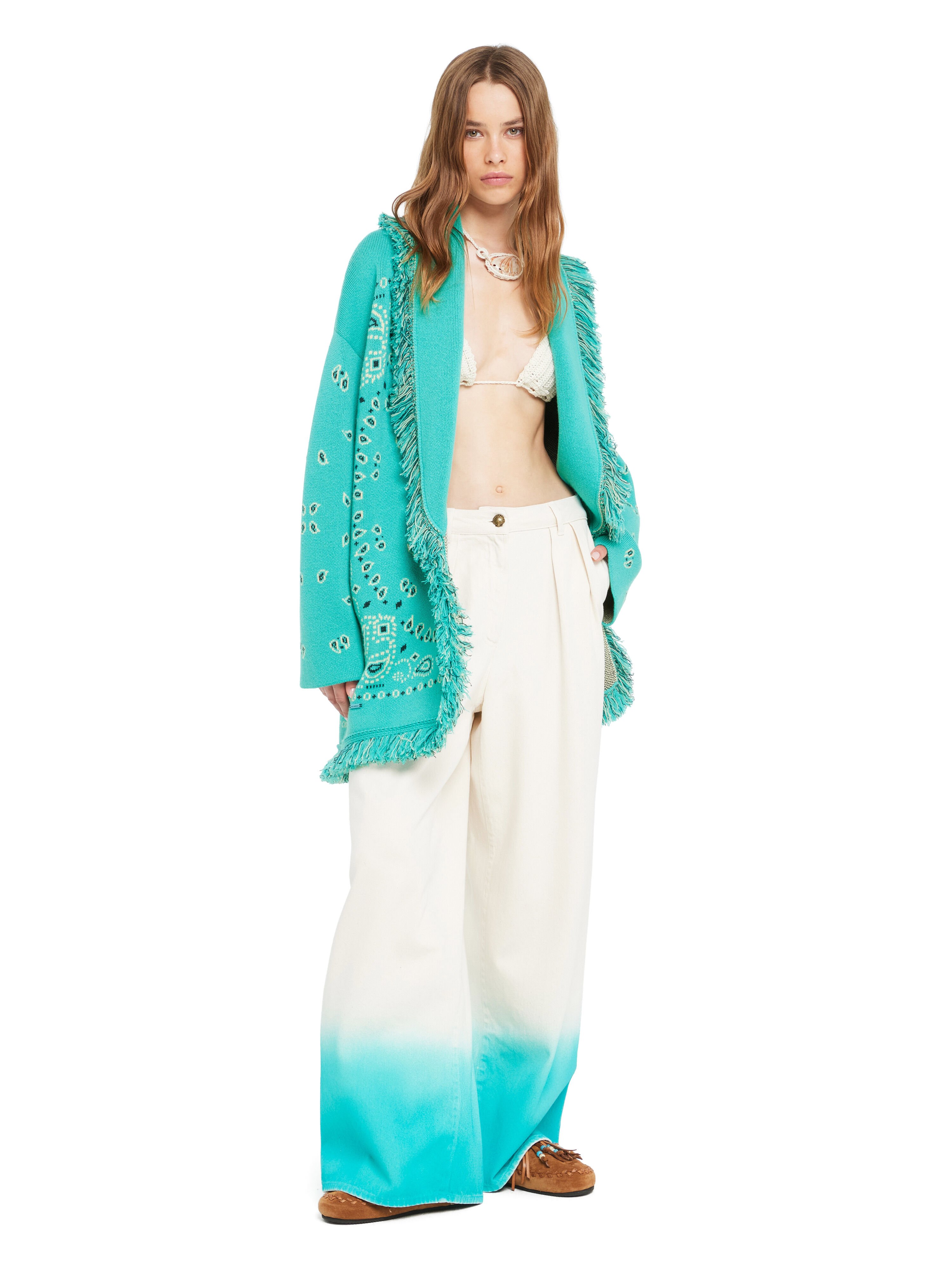 Alanui Bandana Jacquard Cardigan Reef-Deep Blue LWHB064R26KNI002