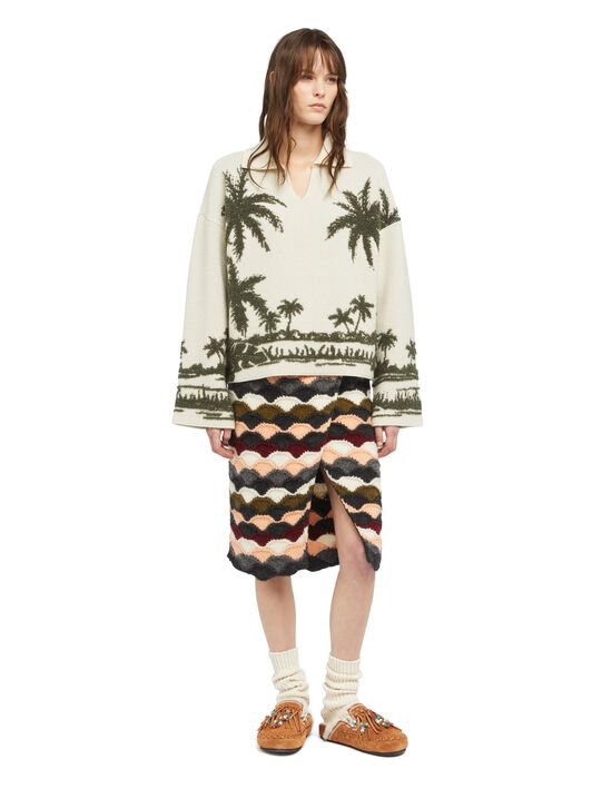 Alanui Palm Grove Tales Polo Ivory-Olive LWHV002E25KNI002 Alanui Palm Grove Tales Polo Ivory-Olive LWHV002E25KNI002