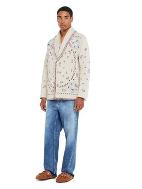 Alanui Bandana Jacquard Cardigan Chalk-Marsala