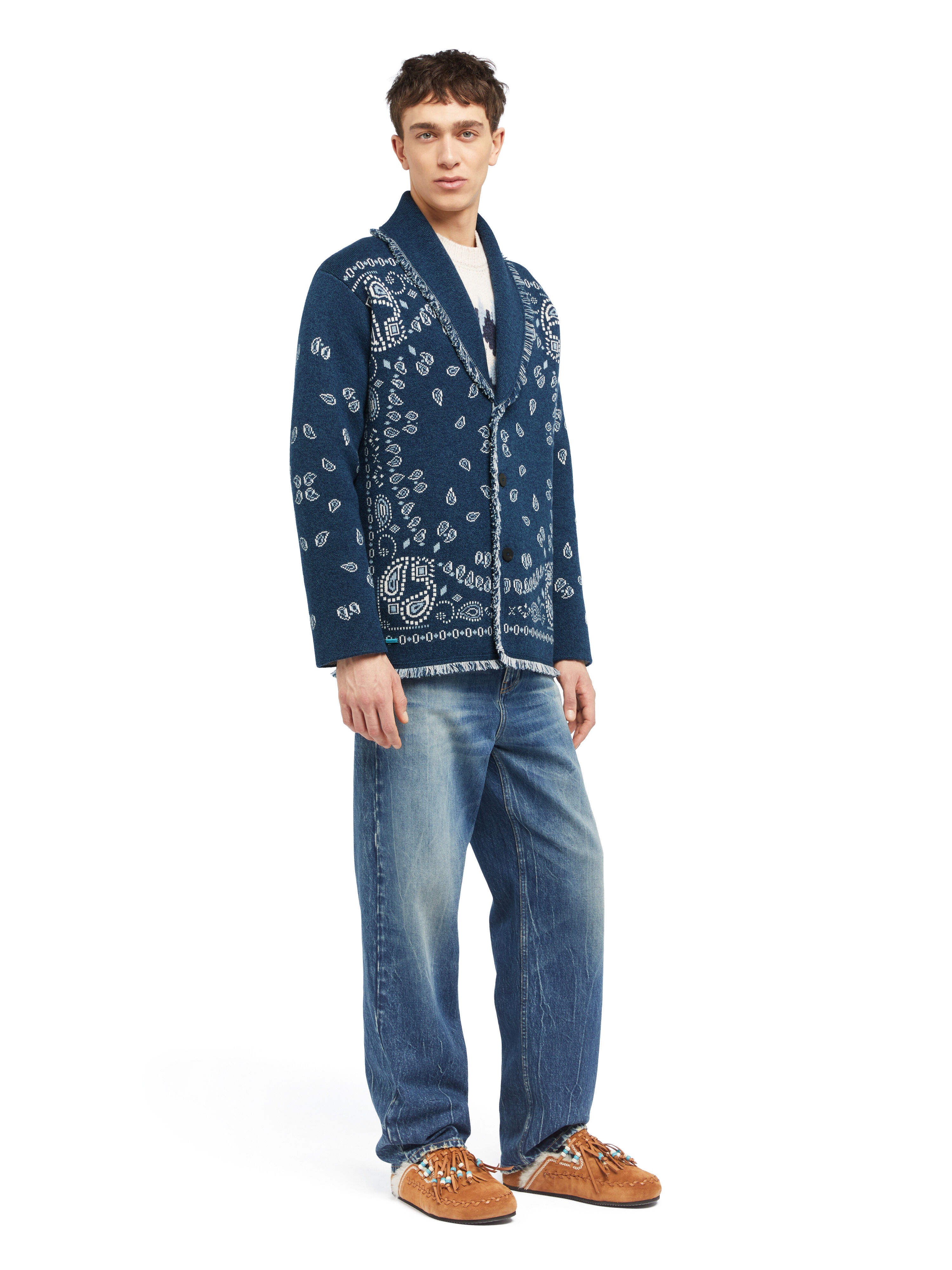 Alanui Bandana Jacquard Cardigan Midnight-Multicolor LMHB039E25KNI001