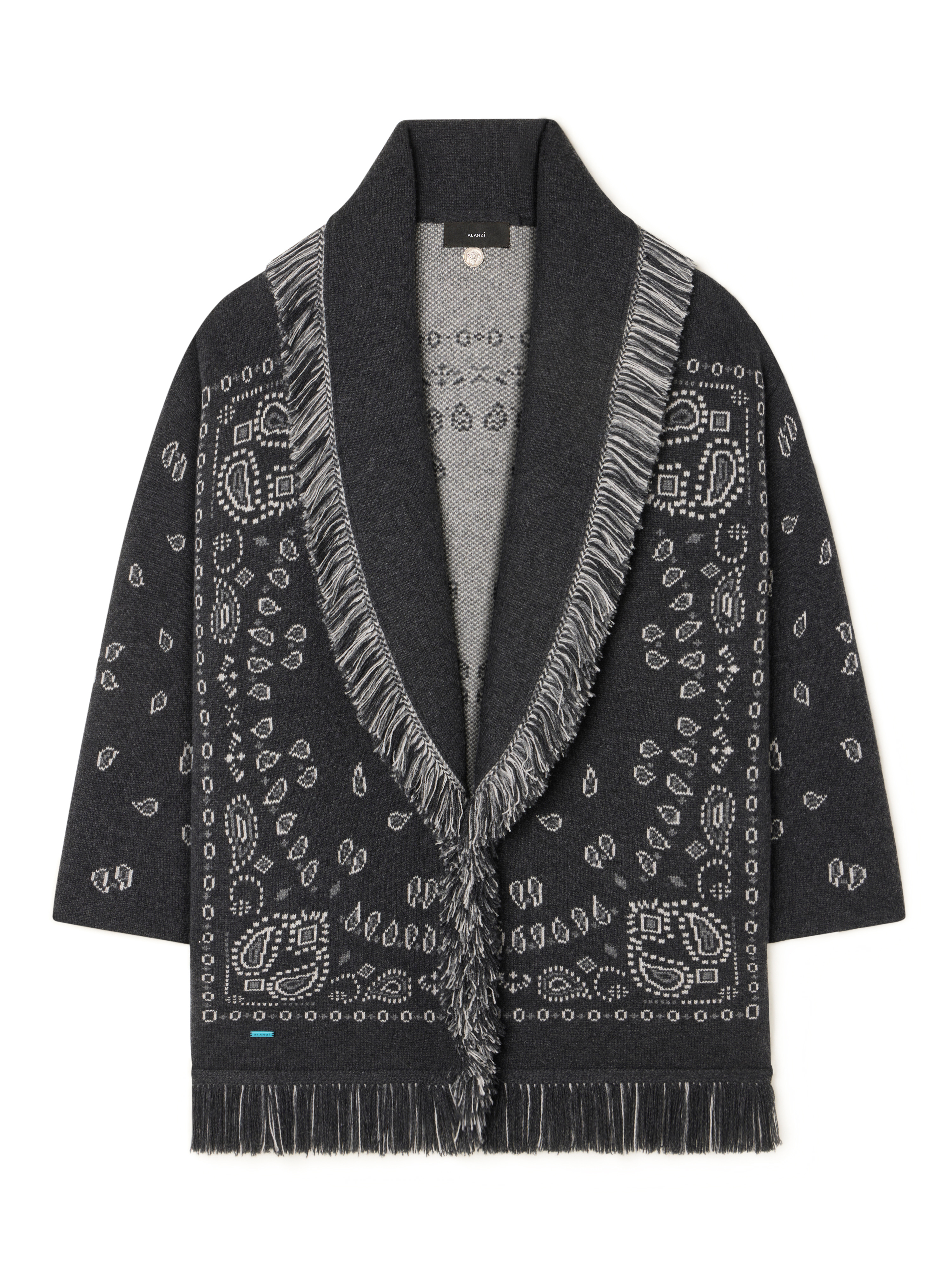 Bandana Jacquard Cardigan in Charcoal-Multicolor for Women