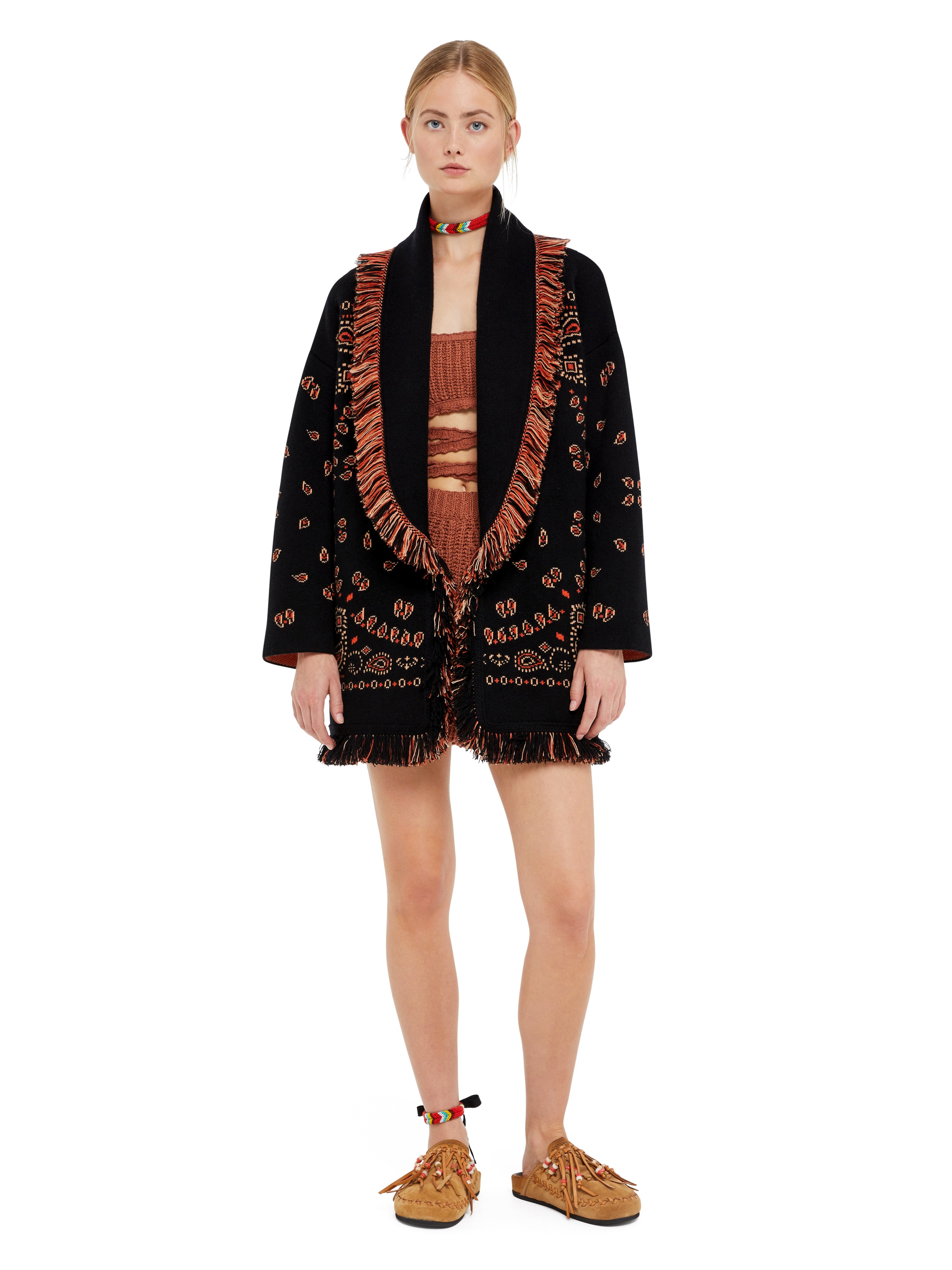 Bandana Jacquard Cardigan in Black-Furnace for Women | Alanui®
